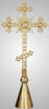 Крест на купол № 3 ажурный средний с шаром и конусом золочение