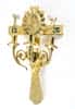 Трехсвечник пасхальный латунный : восьмиконечный крест, пасх. яйцо, литая икона "Воскресение", держатели свечей с пружинами, высотой 30 см, № 19